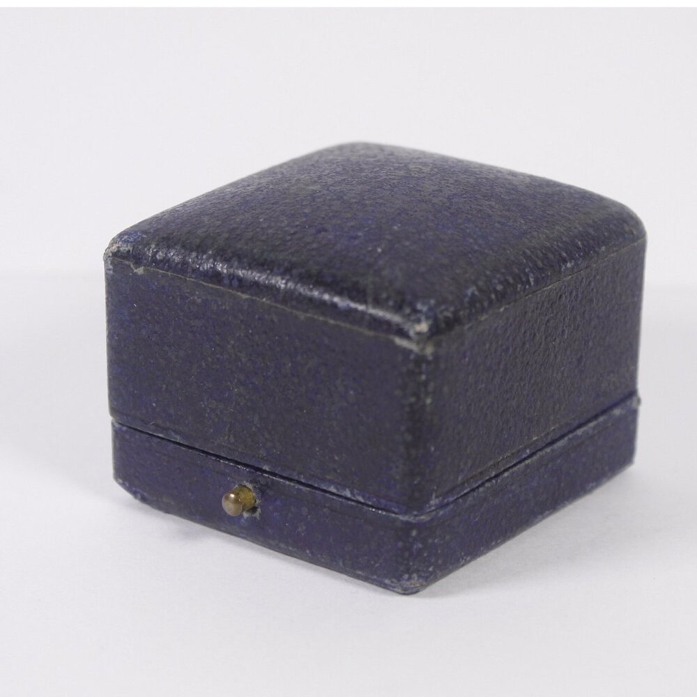 Antique blue leather ring box, engagement ring box for men, large ring wedding
